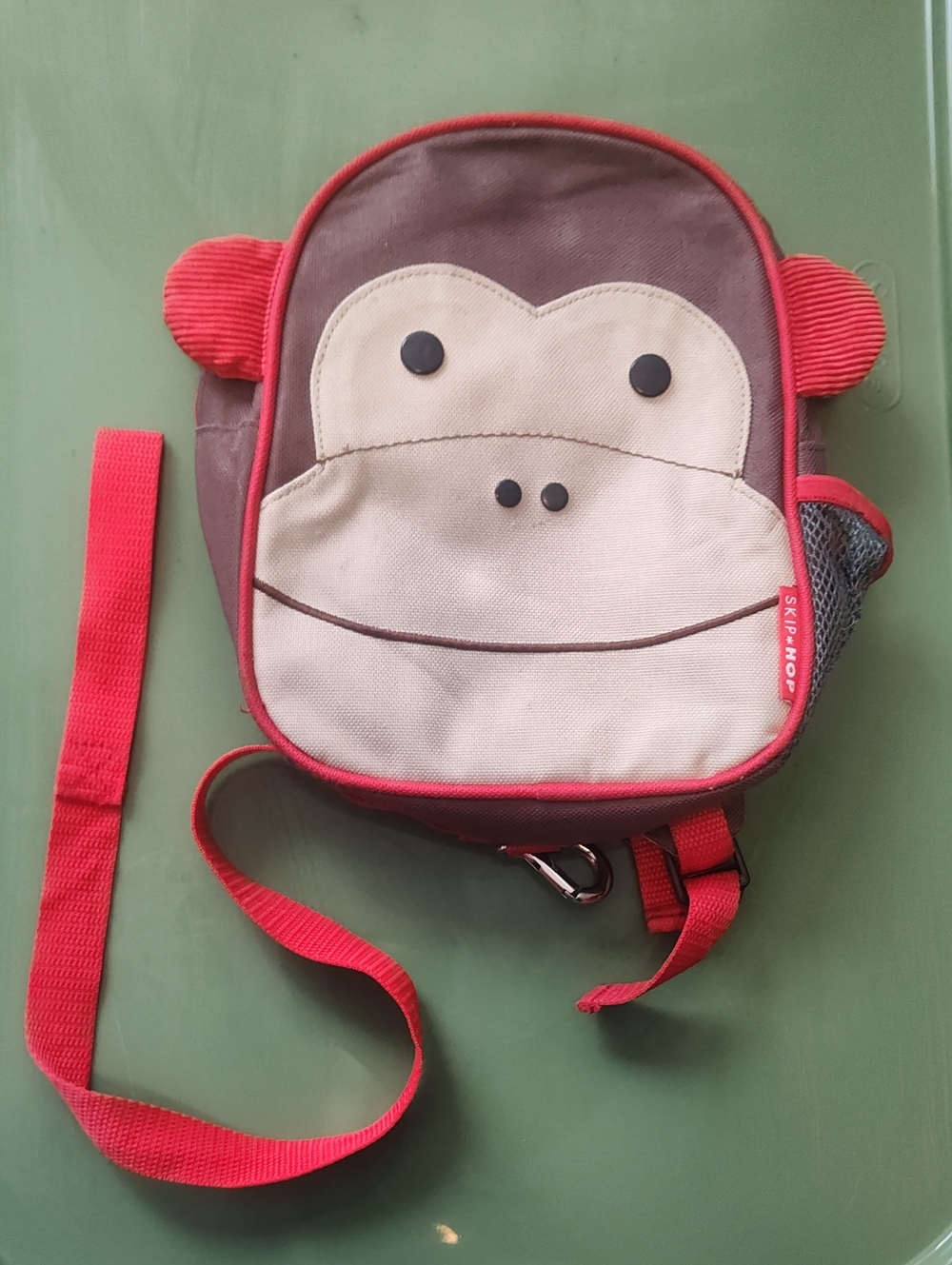 Skip Hop Red and Cream Monkey Kids Crossbody Bag